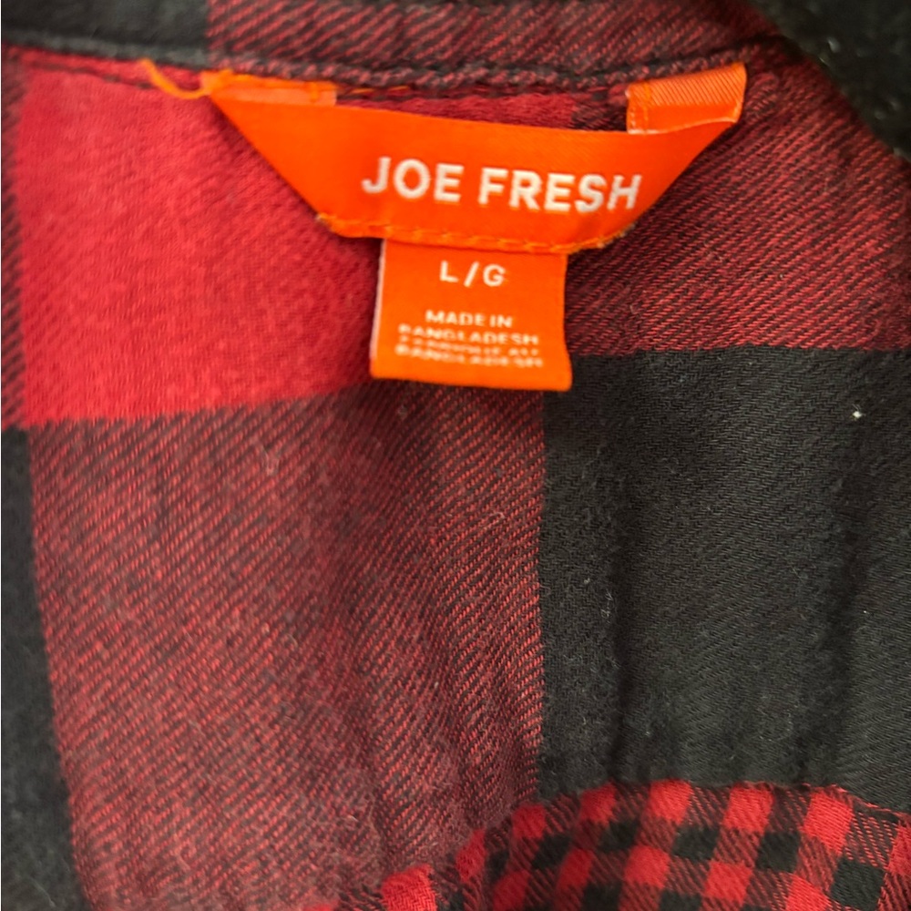 Joe Fresh Red and Black Buffalo Plaid Shirt L - Picture 6 of 7